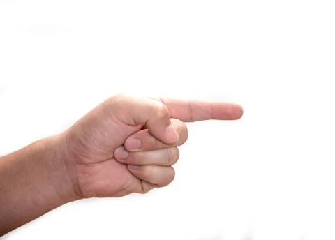 Hand point to the side isolated on white background Foto stock