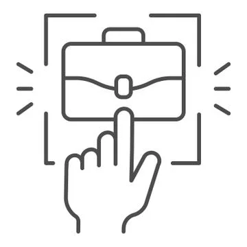 Hand pointer and briefcase thin line icon, Coworking concept, choice of Stock Illustration
