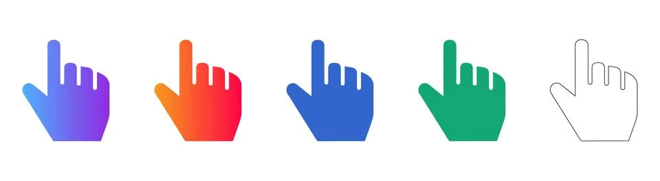 Hand Pointer Click Icon Set Stock Illustration