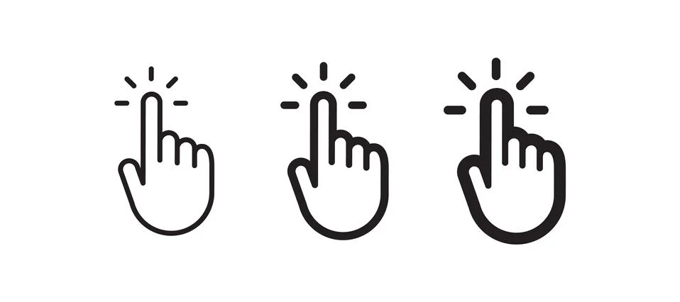 Hand pointer, clicking icon, linear vector Stockillustratie