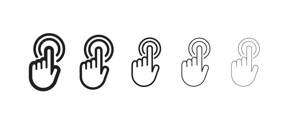 Hand pointer, clicking icon, linear vector Stockillustratie