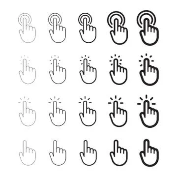 Hand pointer, clicking icon, linear vector Stock Illustration