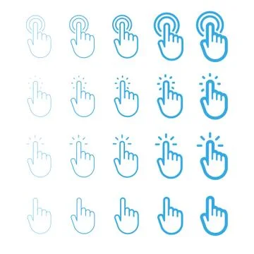 Hand pointer, clicking icon, linear vector Stock Illustration
