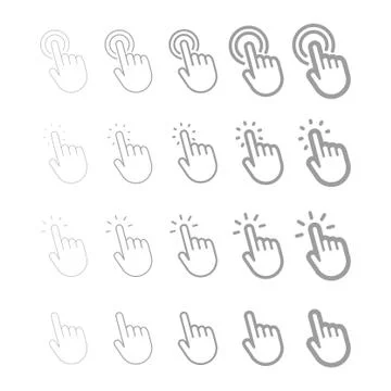 Hand pointer, clicking icon, linear vector Stock Illustration