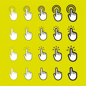 Hand pointer, clicking icon, linear vector Illustrazione stock