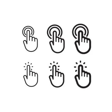 Hand pointer, clicking icon, linear vector Stock Illustration