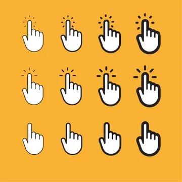 Hand pointer, clicking icon, linear vector Stock Illustration