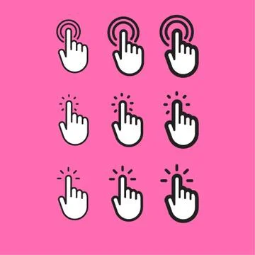 Hand pointer, clicking icon, linear vector Stock Illustration