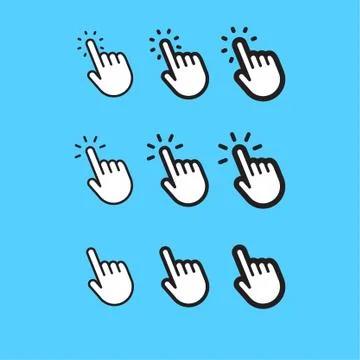 Hand pointer, clicking icon, linear vector Illustrazione stock