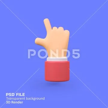 Hand Pointer Cursor isolated 3d render icon illustration PSD Template