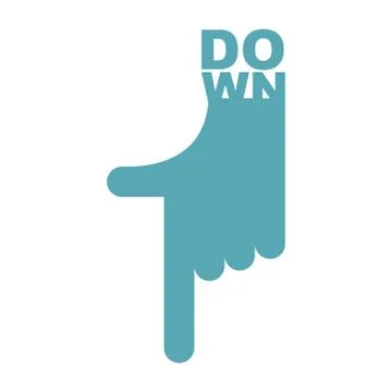 Hand pointer down. Direction of route finger isolated Stock Illustration