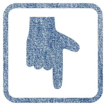 Hand Pointer Down Fabric Textured Icon Stock Illustration