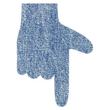 Hand Pointer Down Fabric Textured Icon Stock Illustration