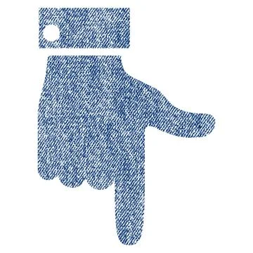 Hand Pointer Down Fabric Textured Icon Stock Illustration