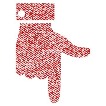 Hand Pointer Down Fabric Textured Icon Stock Illustration