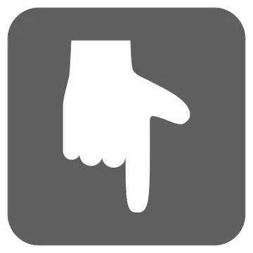 Hand Pointer Down Flat Squared Vector Icon Stock Illustration