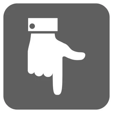 Hand Pointer Down Flat Squared Vector Icon Illustrazione stock