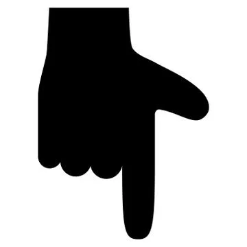 Hand Pointer Down Flat Vector Icon Stock Illustration
