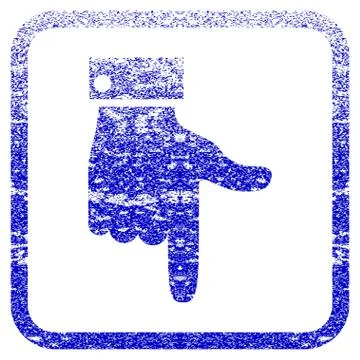 Hand Pointer Down Framed Textured Icon Stock Illustration