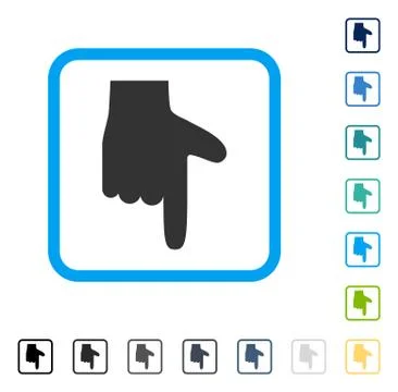 Hand Pointer Down Framed Vector Icon 스톡 일러스트