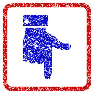Hand Pointer Down Grunge Framed Icon Stock Illustration
