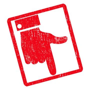 Hand Pointer Down Icon Rubber Stamp Stock Illustration