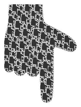 Hand Pointer Down Recursion Collage of Itself Icons Stock Illustration