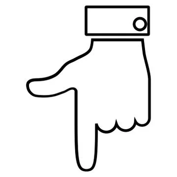 Hand Pointer Down Thin Line Vector Icon Illustrazione stock