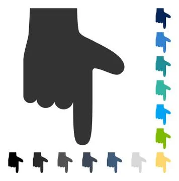 Hand Pointer Down Vector Icon Stock Illustration