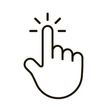 Hand pointer, editable icon. Cursor sign with finger for click. Vector on whi Stock Illustration