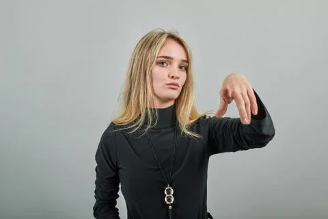 Hand pointer with forefinger pointing forward. Index finger to show direction. Stockfoto's