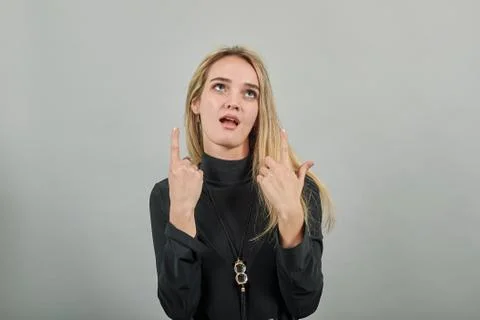 Hand pointer with forefinger pointing up. Index finger show direction. Choosing Foto stock