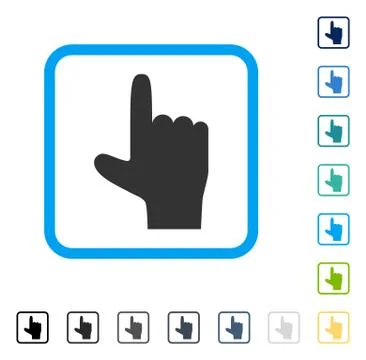 Hand Pointer Up Framed Vector Icon Stock Illustration