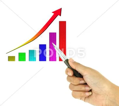 Hand pointer a graph on white background Stock Illustration