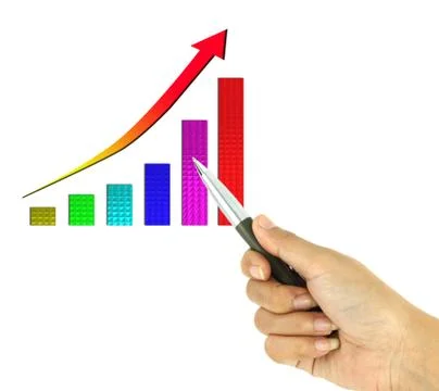 Hand pointer a graph on white background Stock Illustration