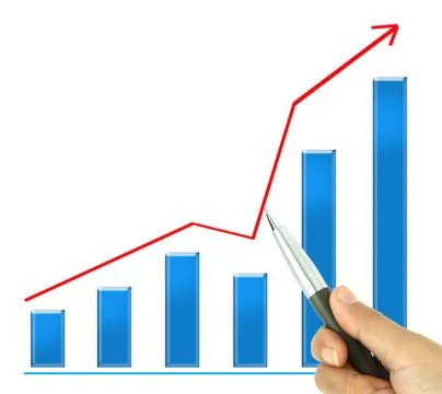 Hand pointer a graph on white background Stock Illustration