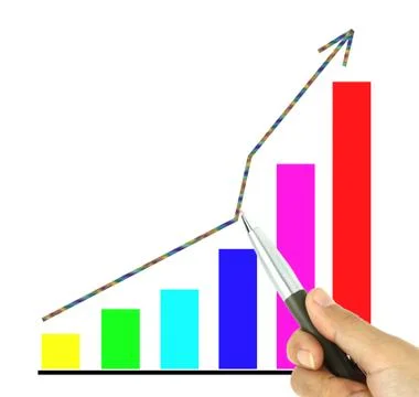 Hand pointer a graph on white background イラスト素材