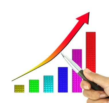 Hand pointer a graph on white background Stock Illustration