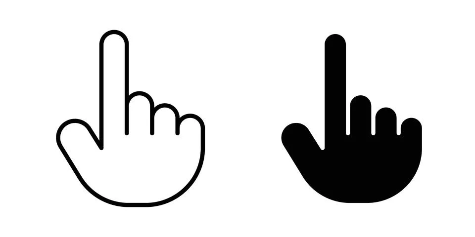 Hand pointer icon logo. Outline style icons with flat versions Stock Illustration