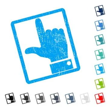Hand Pointer Up Icon Rubber Watermark Stock Illustration
