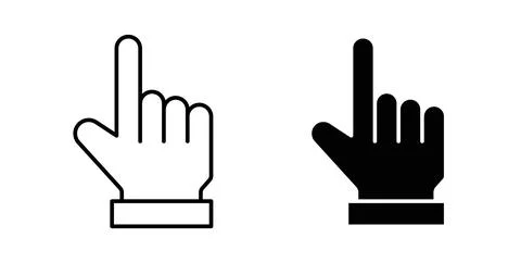 Hand pointer icon. Style is flat and line symbol Stock Illustration