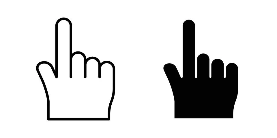 Hand pointer icon thin line and clipart style vector set Stock Illustration