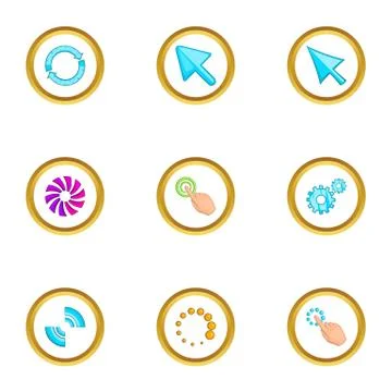 Hand pointer icons set, cartoon style Stock Illustration