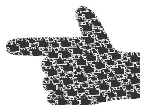 Hand Pointer Left Fractal Composition of Itself Icons Stock Illustration