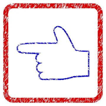 Hand Pointer Left Grunge Framed Icon Stock Illustration