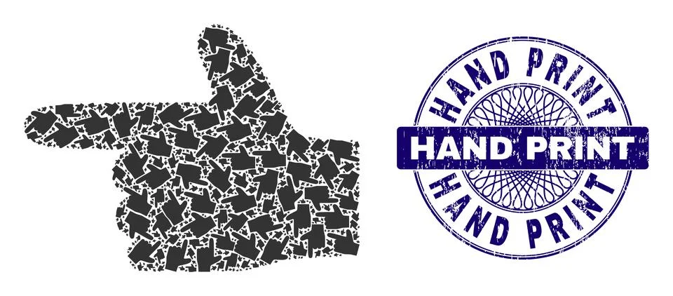 Hand Pointer Left Recursion Mosaic of Hand Pointer Left Items and Textured Hand Illustrazione stock
