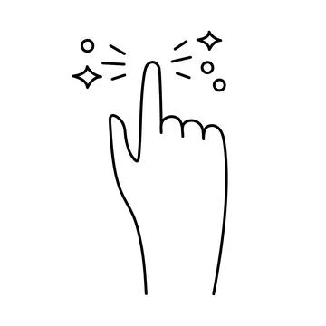 Hand pointer line icon with finger gesture activating, interactive click. Dig Stock Illustration