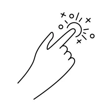 Hand pointer line icon with finger gesture activating a touch screen displayi Stock Illustration