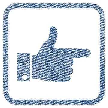 Hand Pointer Right Fabric Textured Icon Stock Illustration