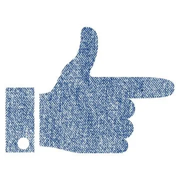Hand Pointer Right Fabric Textured Icon Stock Illustration